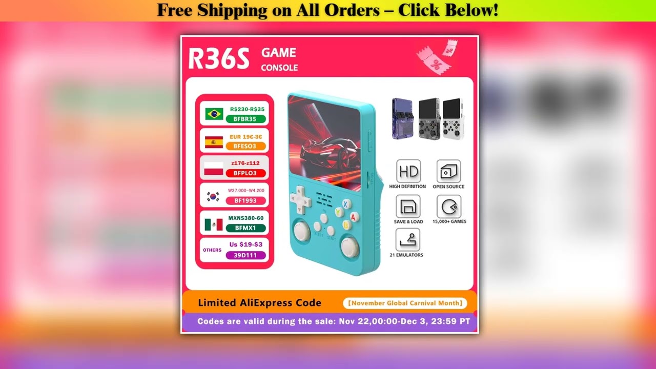 R36S Retro Handheld Video Game Console Linux System 35inch IPS Screen Portable Handheld Video Playe