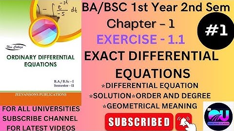 Introduction to Exact Differential Equations || Solution Of Exact Differential Equations|| ODE Ch-1|