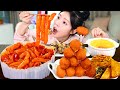 ASMR MUKBANG| 마라 로제 떡볶이 핫도그 튀김 먹방 &amp; 레시피 FIRE NOODLES AND Tteokbokki EATING