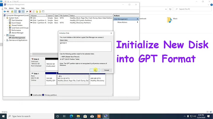 How to initialize new disk into GPT / MBR format | Create Partition to new hard drive on Windows 10.