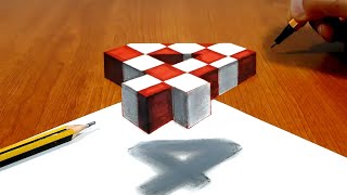 3D Trick Art on Paper, Floating chess, Number 4