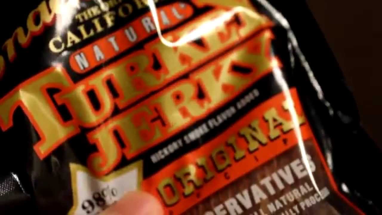 Review Snackmasters Natural Turkey Jerky Original Fat free 98 percent No preservatives YouTube
