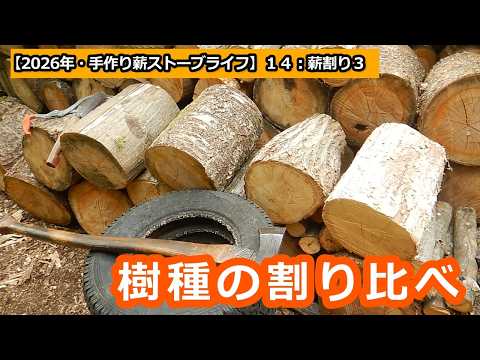 2026手作り薪ストーブライフ】14：薪割り3：樹種の割り比べ - YouTube