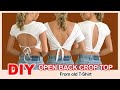 DIY OPEN BACK CROP TOP from old T-Shirt - Turn your boring t-shirt into the sexy crop top