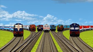 7 BEST TRAINS Passing Through VERY RISKY SHARP BEND Railroad Tracks ⚠️ - 3D Train | Train Game