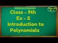 Introducton to Polynomials, Class 9th