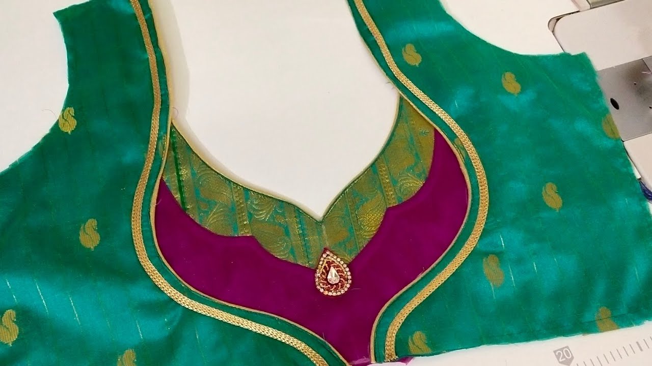Very Beautiful Paithani Blouse Back Neck Design Cutting And