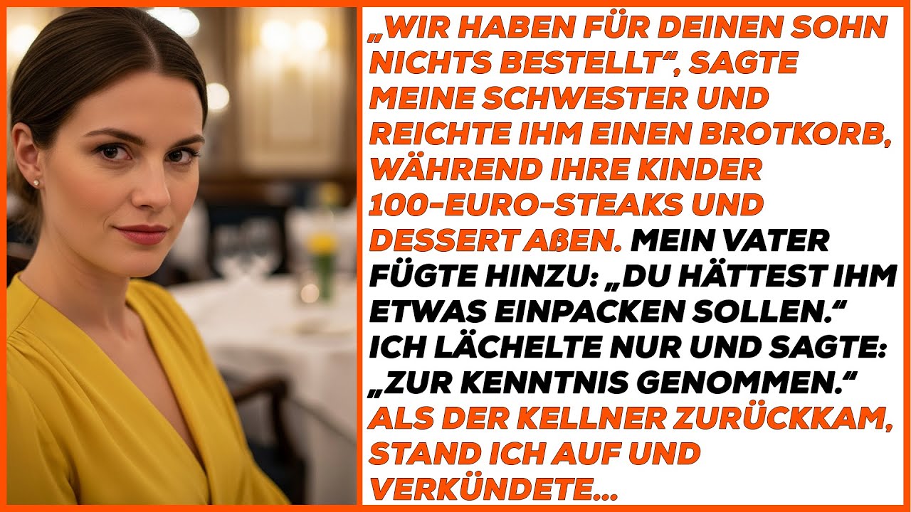 Meine Schwester gab meinem Sohn nur einen Brotkorb, während ihre Kinder Luxusessen bekamen.