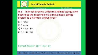 Introduction to Mechatronics | Model Exit Exam Questions for Mechanical Engineering Exit Exam