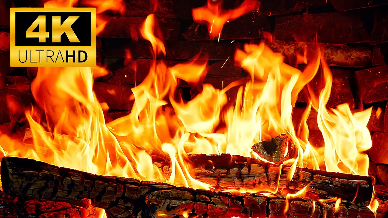 🔥 Cozy Christmas 4K Fireplace Ambience 🔥 Relaxing Fireplace & Crackling Fire Sounds