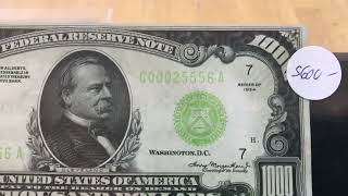 7 - 1 000 Federal Reserve Notes 5 Graded