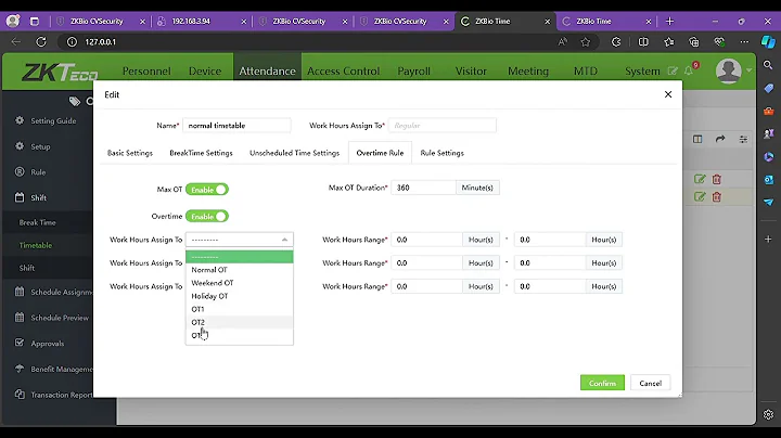 How To Set Overtime on Biotime 8.0 - ZKTeco West Africa