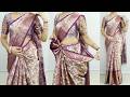 Perfect Tissue Silk Saree Draping Tutorial for Beginners to Look Slim and Tall Easily#saree#fashion