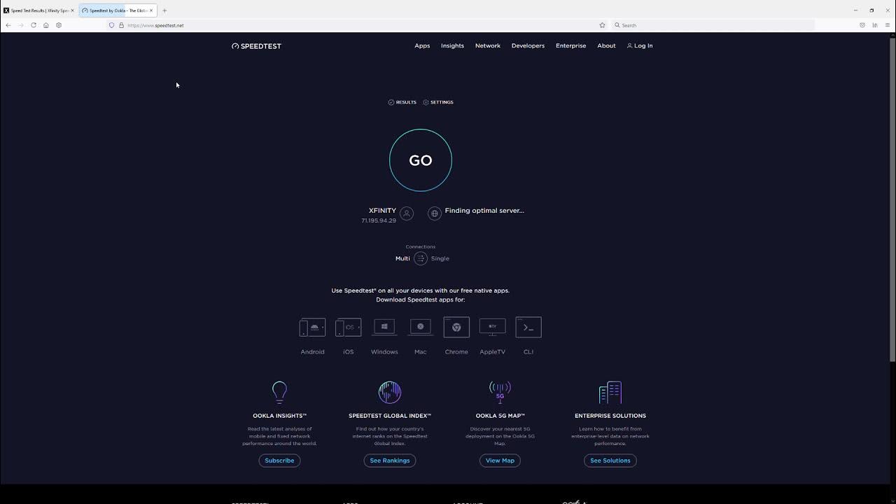 Xfinity speed test check your internet speed and ookla my desktop with