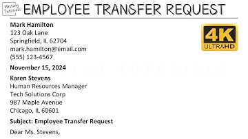 How To Write Employee Transfer Request Letter with Sample and Explanation | Writing Tutorials