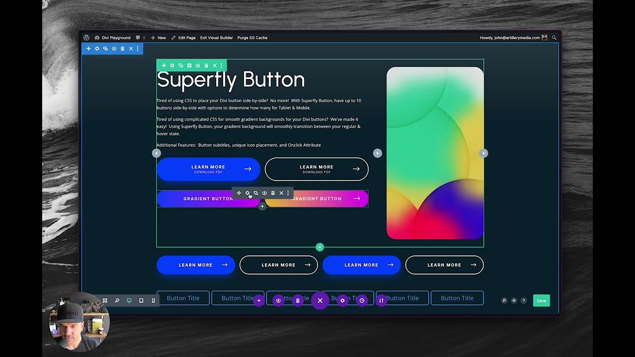 Superfly Button, the multi-button Divi module with animated gradients