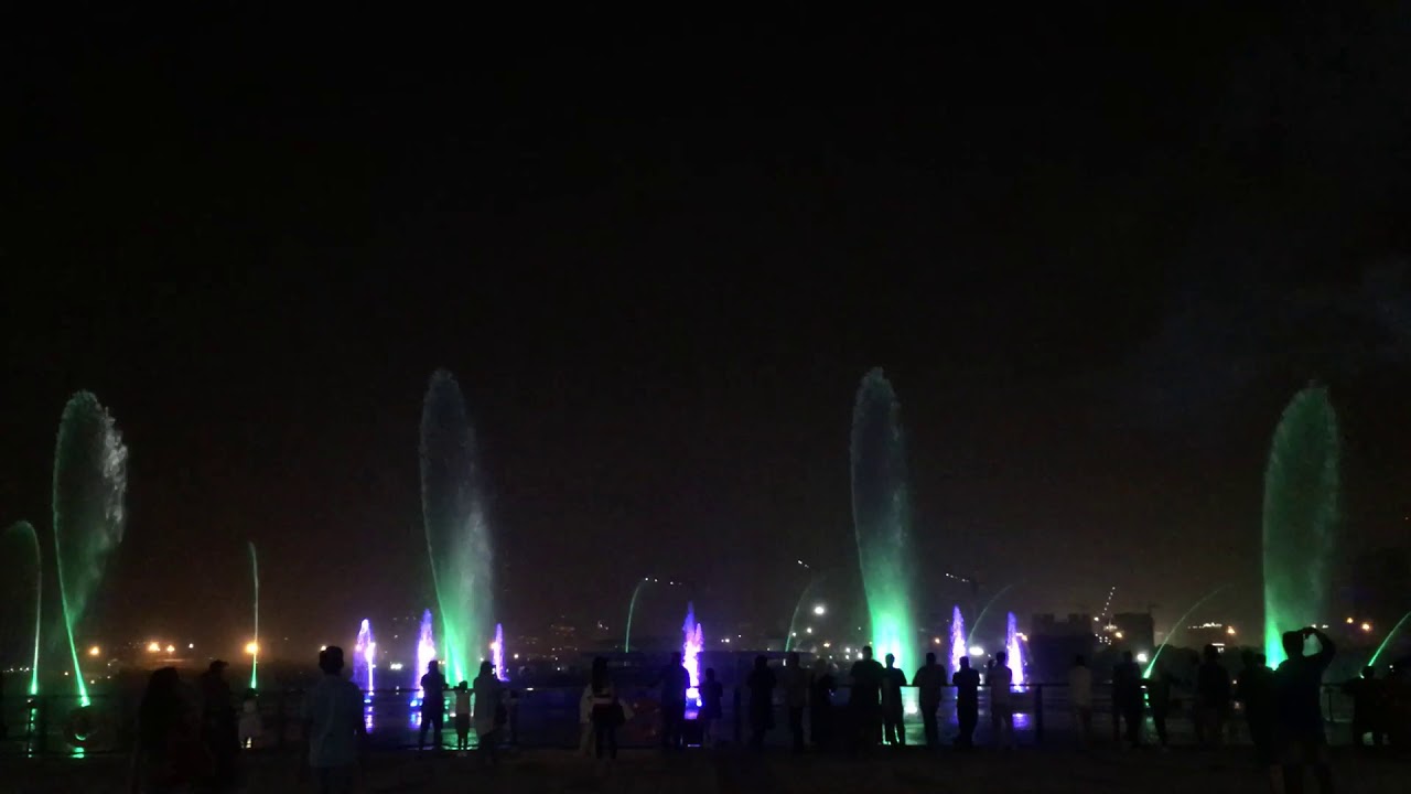 Water and fire show at DFC YouTube