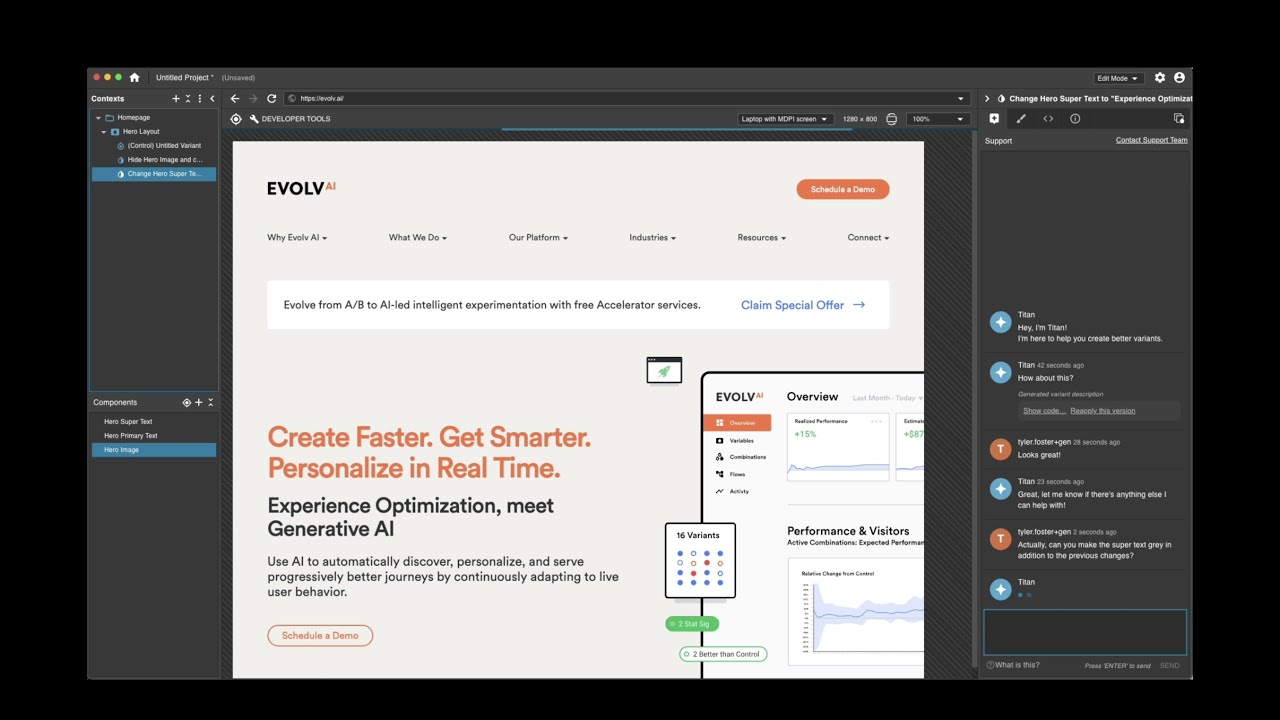 Evolv AI Description-to-Design Generative AI Demo (In beta)