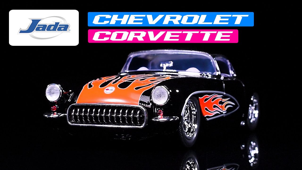 1957 Chevrolet Corvette Black with Flame Graphics and White
