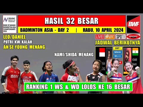 Hasil Badminton Asia Championship 2024 Hari Ini ~ LEO/DANIEL &amp; KW Kalah ~ AN SE YOUNG Menang