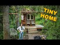 TINY HOUSE TOUR 🌲 Mini Cabin on Wooded Farmland