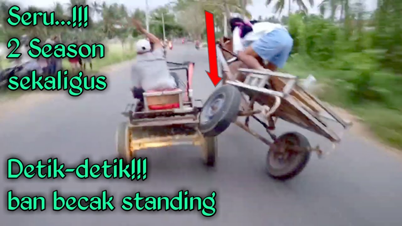 balap kuda || detik-detik ban becak standing sebelah | hampir bentrokan dengan para suporter