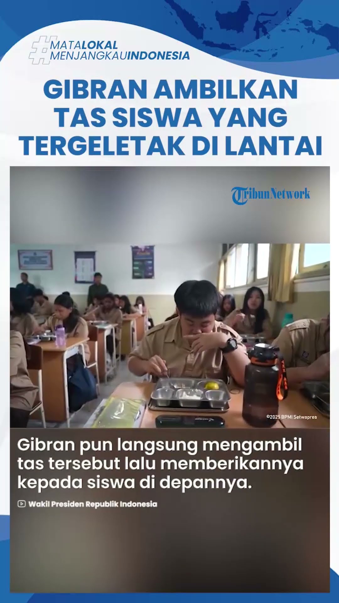 Momen Wapres Gibran Perhatian ke Siswa SMA 1 Hang Tuah, Ambilkan Tas yang Tergeletak di Lantai