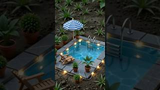 Luxury Miniature Swimming Pool from Scratch! 🏊‍♂️✨ #swimming pool #water #shorts