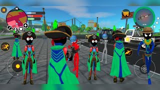Multi Stickman Superhero Flying Police Car Driving Gangster City screenshot 4