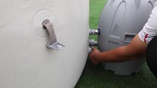 49 How to add air to the spa tub with water in it?