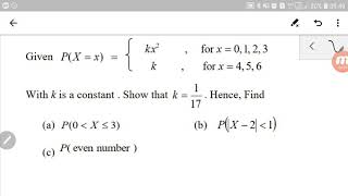 Discrete Random Variable : Finding the probability from PDF function.