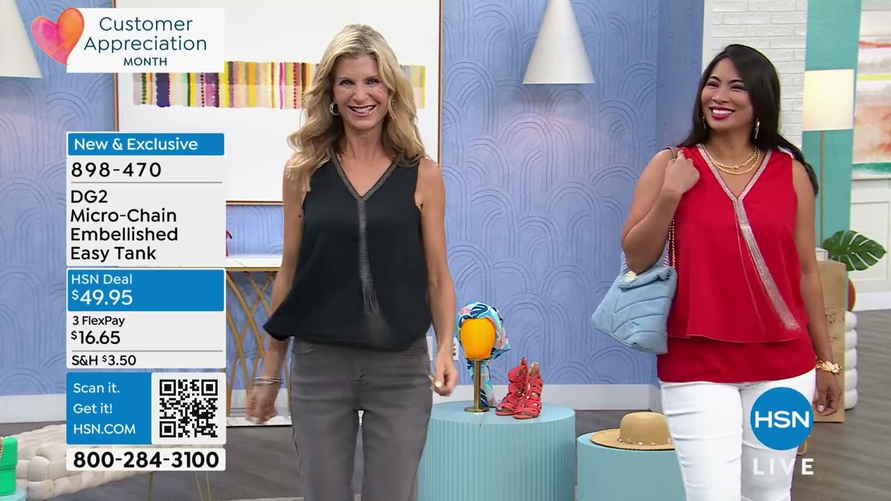 DG2 by Diane Gilman MicroChain Embellished Easy Tank