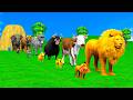 Paint & Animals Cow,Gorilla,Elephant,Giraffe,Tiger,Lion, Fountain Crossing Transformation Cartoon