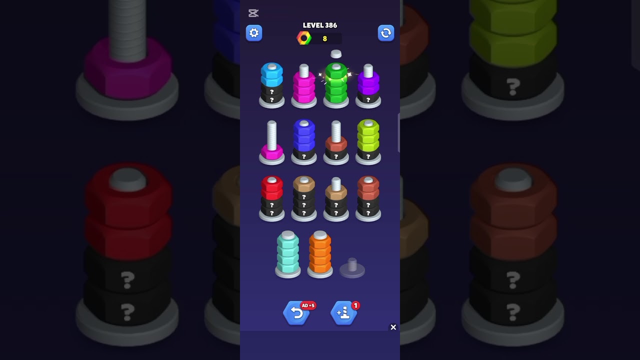 Nut Sort Gameplay - Level386 | Sorting Puzzle Challenge 