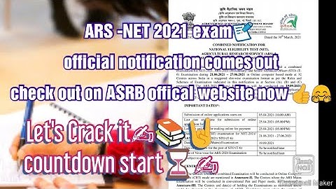 ARS-NET 2021 exam date announced 👍।। check on ASRB offical website now 🤗