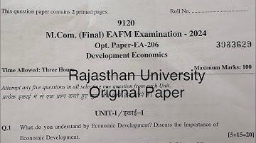 Mcom (F) exam paper 2024 | EAFM | Development Economics | Dr. Ruchi Khandelwal