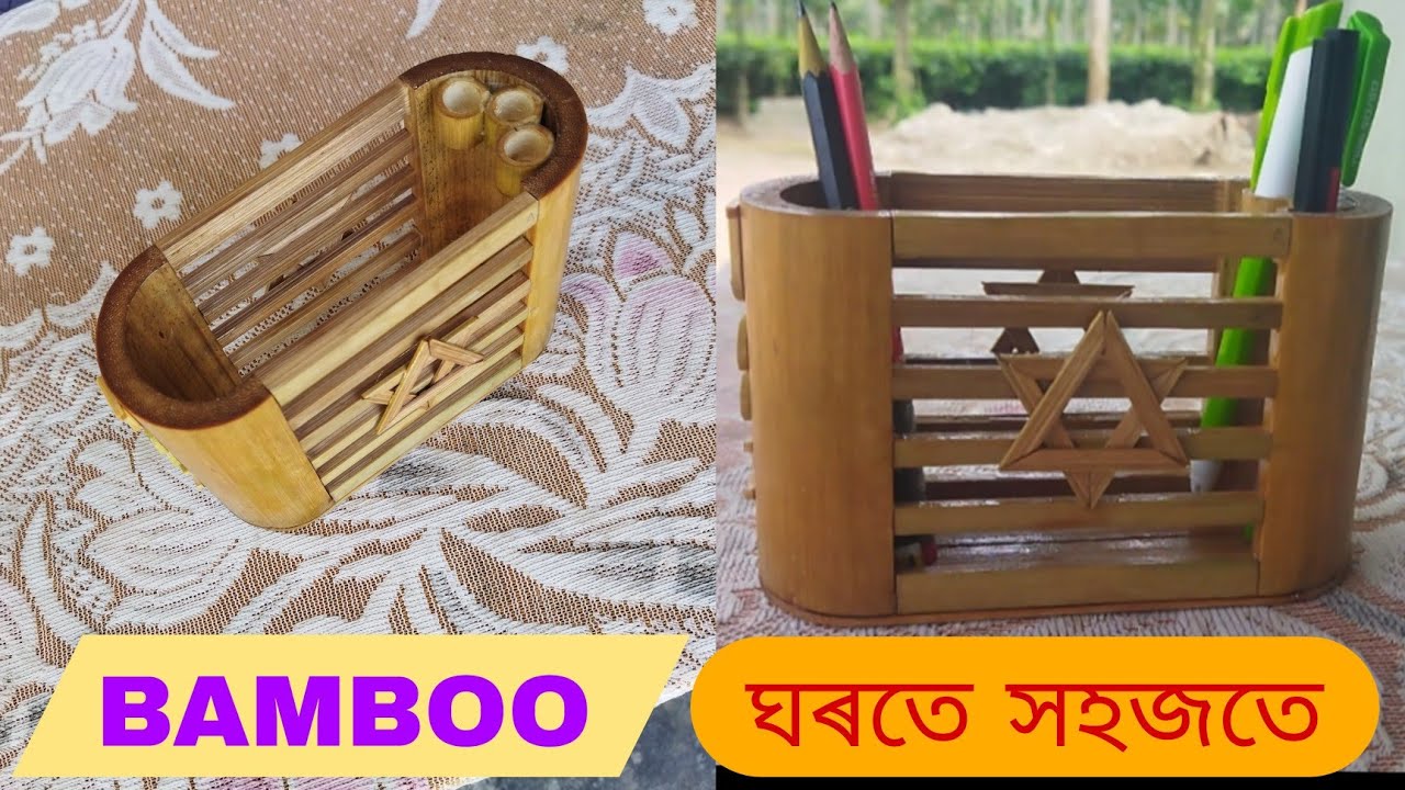 how-to-make-bamboo-pen-holder-penholder-youtube