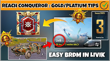 🔥 How To Reach Conqueror | Gold/Platinum Tips | Get BRDM in LIVIK 😳 Easy Rank Push Tips ✅