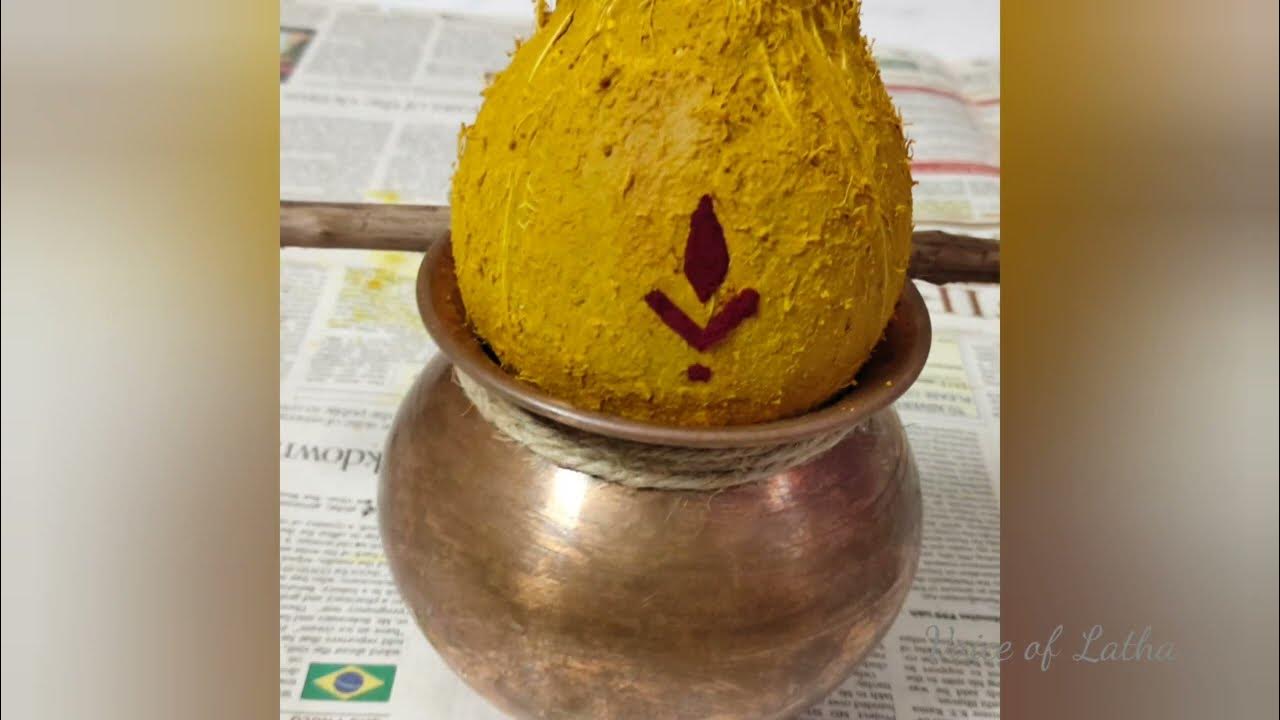 How to decorate Coconut for varalakshmi face making kalasha pooja