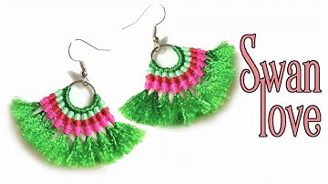 Macrame tutorial earrings: The swan love - Easy macrame idea craft