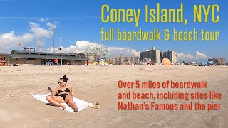 Coney Island, NYC - full boardwalk and beach tour in 4k!