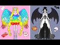 Paper Dolls Dress Up - Costume Angels Vampire Girl & Horse Dress Handmade - Barbie Story & Crafts