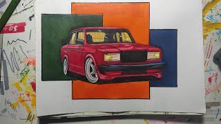 Как нарисовать машину ваз 2107 Шарж #cardrawing #drawing #draw #art #sketch