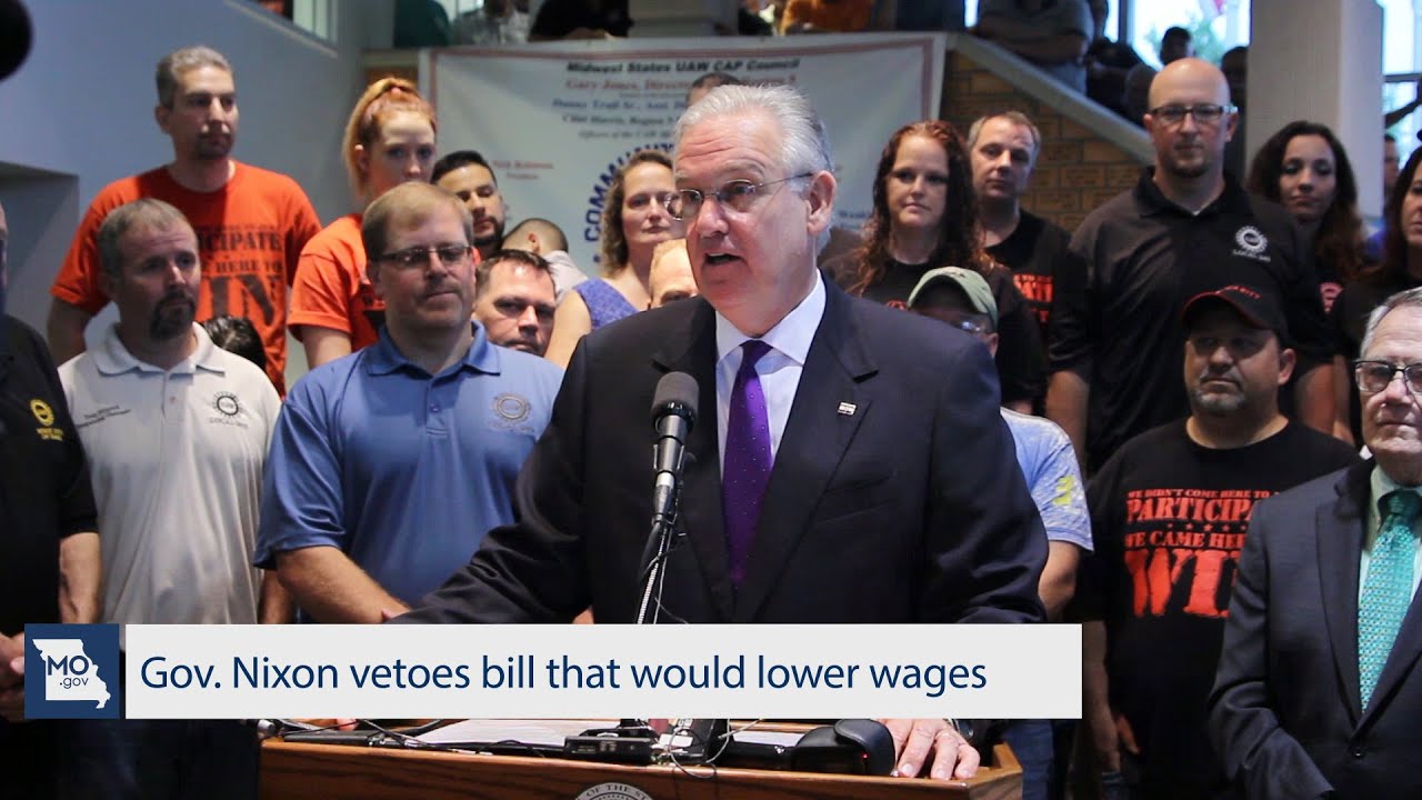 missouri government grants Gov. Nixon vetoes legislation that would lower wages