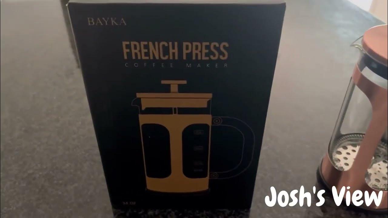 BAYKA French Press Coffee Maker, Glass Classic Copper 304 Stainless