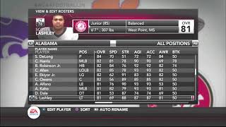 (Alabama Roster View 2019) (NCAA Football 14) (2019 2020 College Football Season) PS3