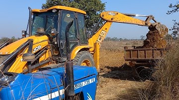 New JCB 3dx Ecoxcellence Loading Soil On Mahindra And Swaraj Tractors | Jcb Tractor Cartoon Video