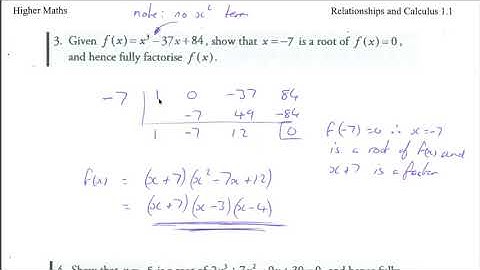 Higher Maths Polynomials and Quadratics Lesson 1B Synthetic Division Exercise 7B, 7C and 7D