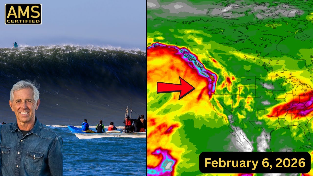Huge Surf Slams California Coast as Rain Finally Returns - YouTube