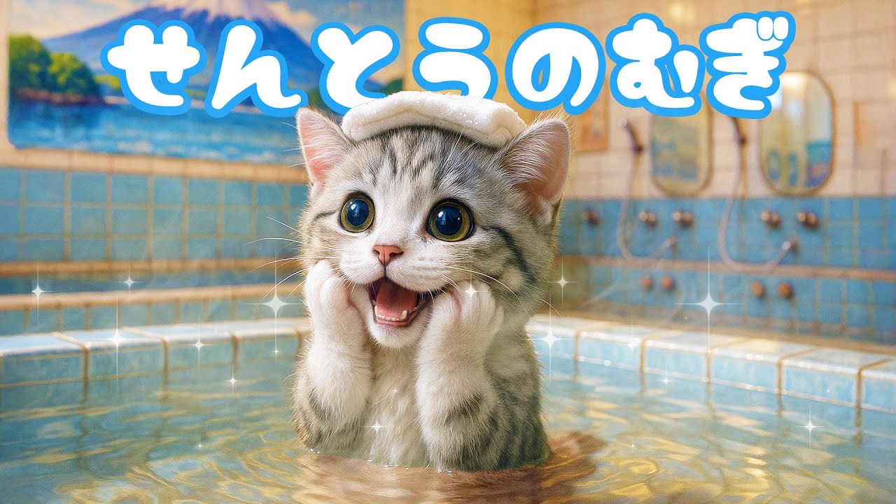 【社畜ねこのむぎ】いらっしゃい!!銭湯バイトを始めたむぎの一日に密着🐱♨️